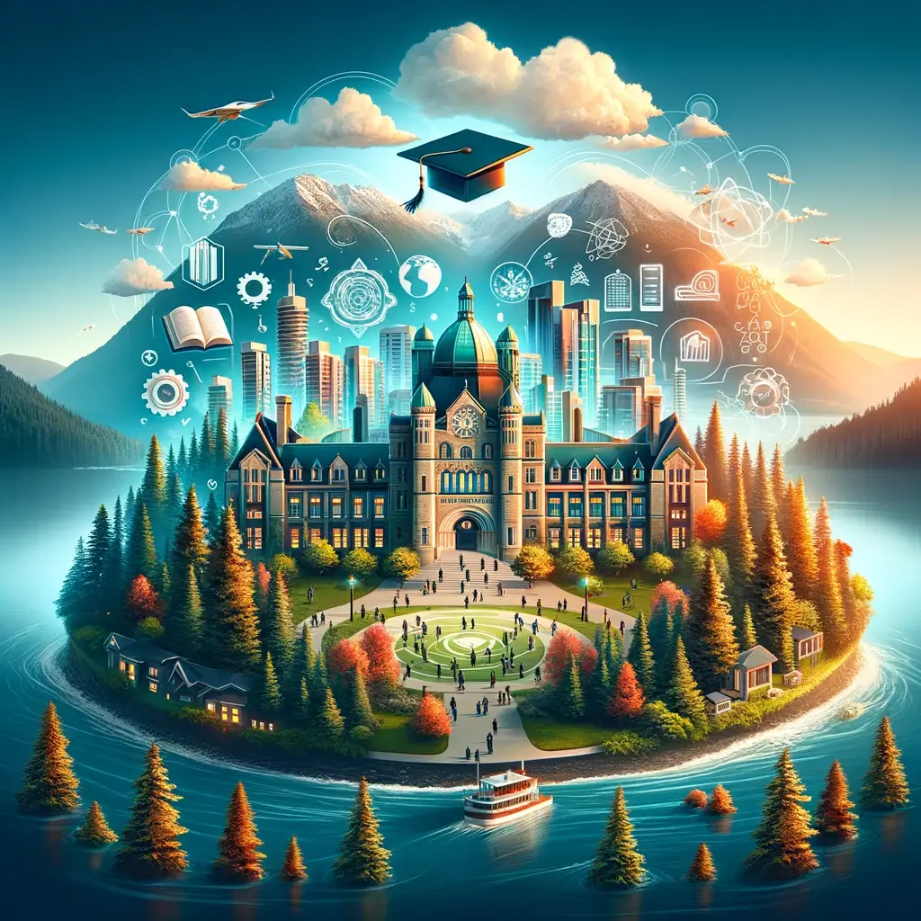 A scenic view of a top university campus in British Columbia, representing academic excellence and natural beauty.