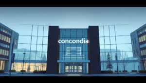 Concordia University of Edmonton campus buildings and signage in Edmonton, Alberta