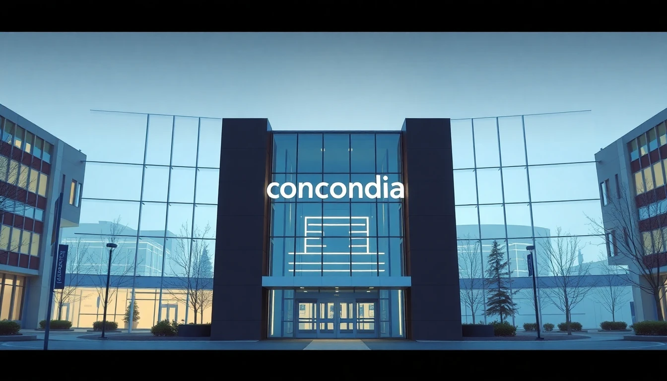 Concordia University of Edmonton campus buildings and signage in Edmonton, Alberta