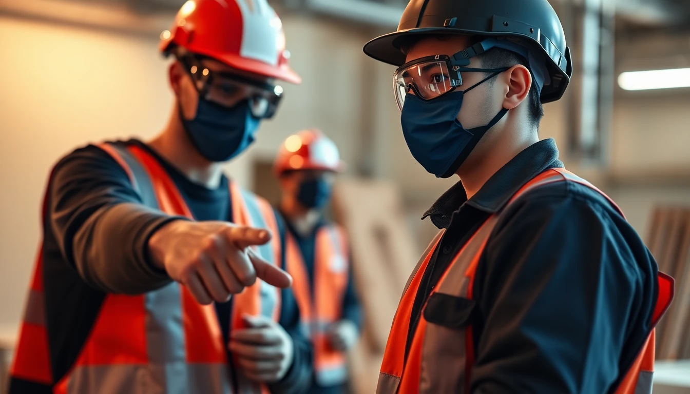 Students in protective gear practicing construction technology skills in a workshop