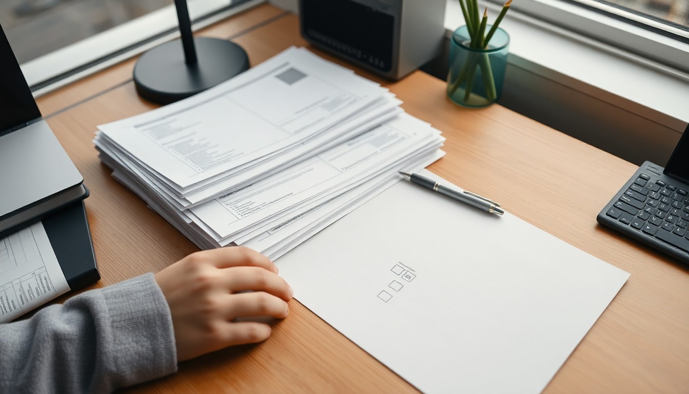 Application paperwork on a desk for Bishop