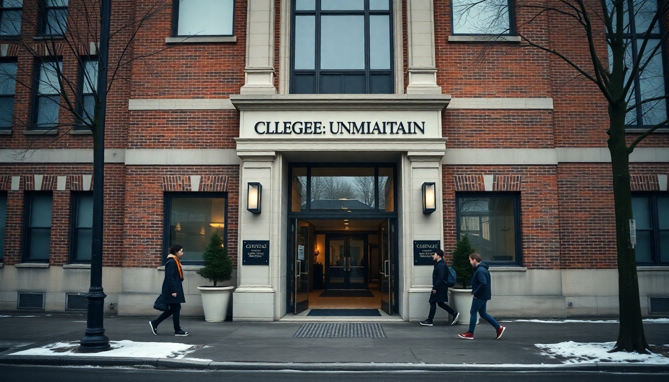 Collège Universitaire Dominicain campus exterior in Montréal on a quiet winter afternoon