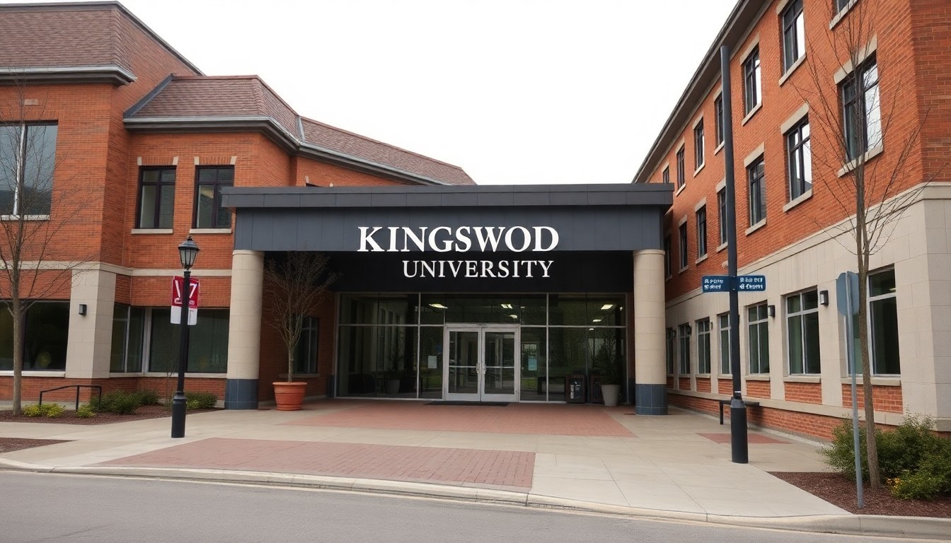 Kingswood University campus sign and entrance on Western Street, Sussex, New Brunswick