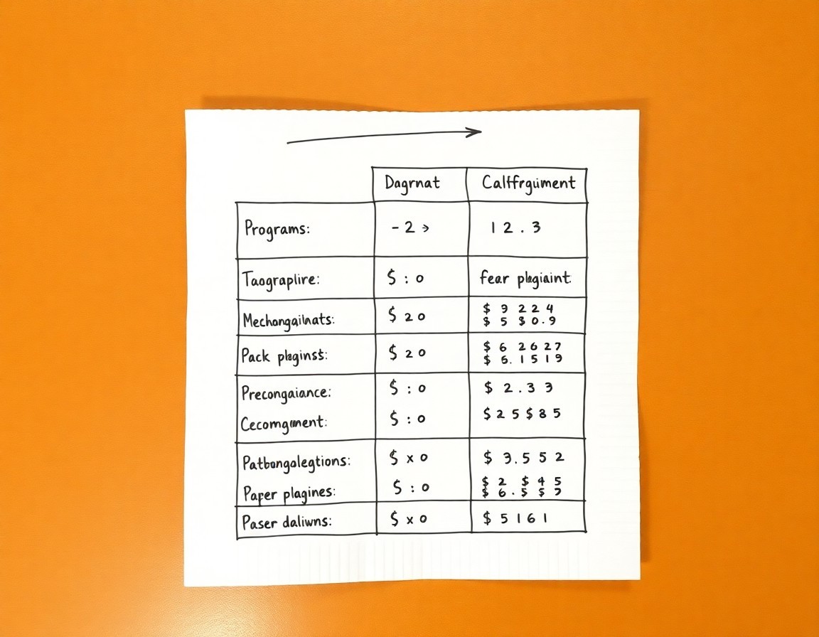 Comparison of program types and their costs at Kwantlen Polytechnic University.