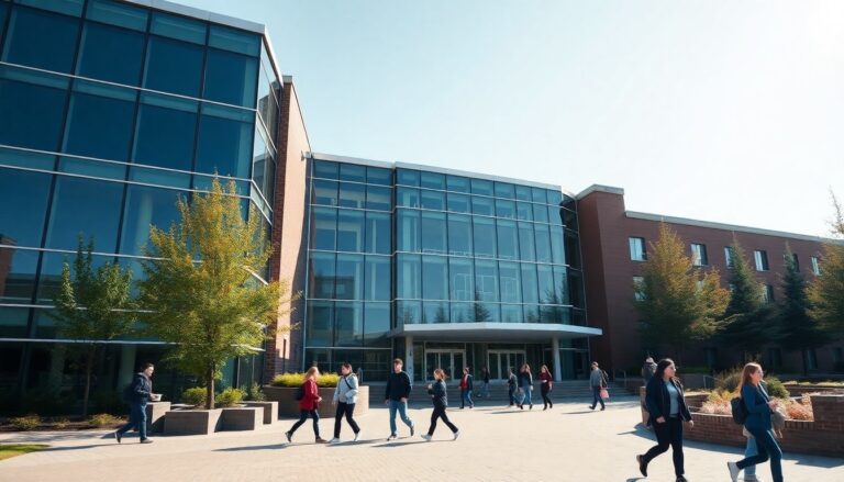 Exterior view of Kwantlen Polytechnic University campus in British Columbia.