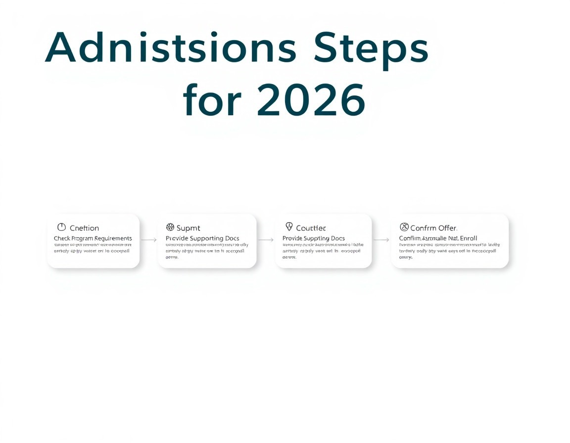 Infographic steps for admissions to Mount Saint Vincent University, from application to start.