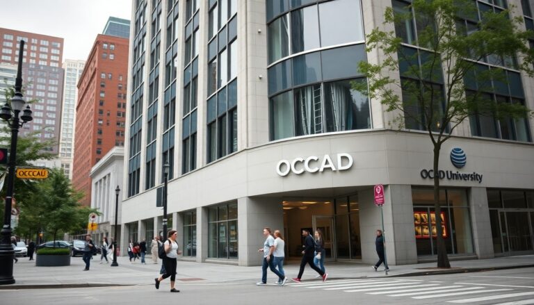 OCAD University campus exterior at 100 McCaul Street in downtown Toronto