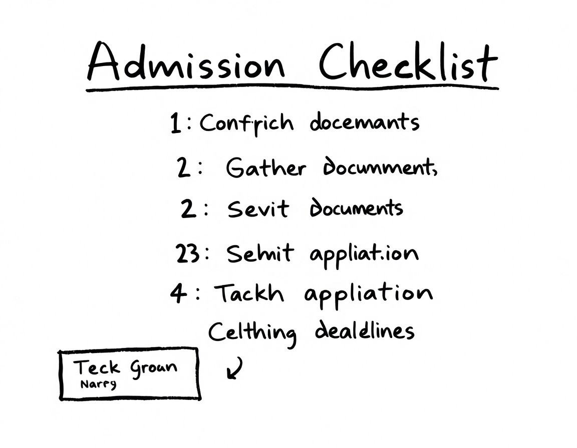 Hand-drawn admissions steps for Saint Mary’s University Halifax, with labeled boxes and arrows.