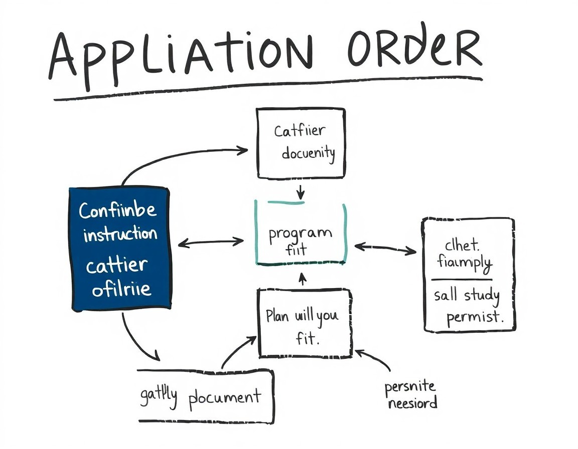 Checklist diagram showing French language requirement before applying to USB