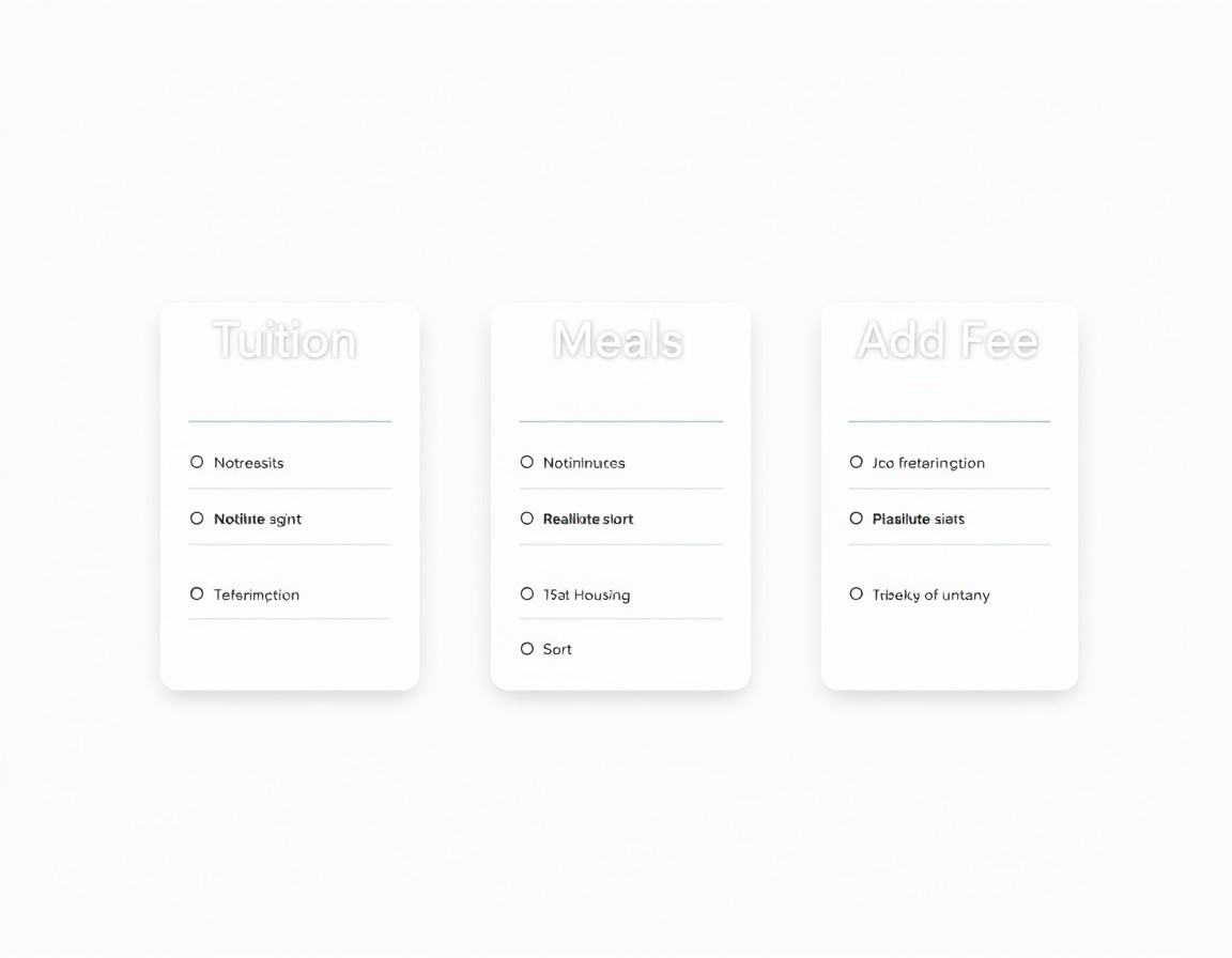 Cost comparison cards for tuition and living expenses