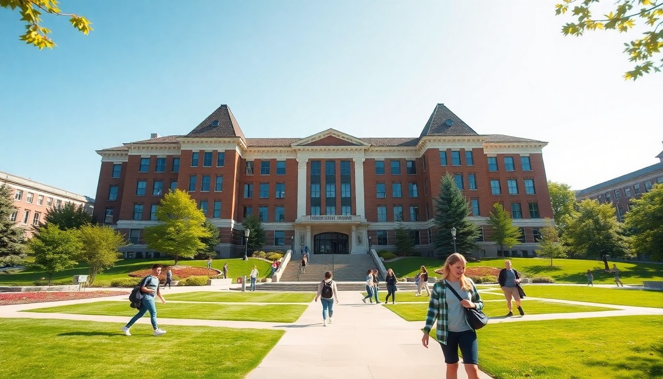 Exterior view of the University of Manitoba campus in Manitoba, Canada.