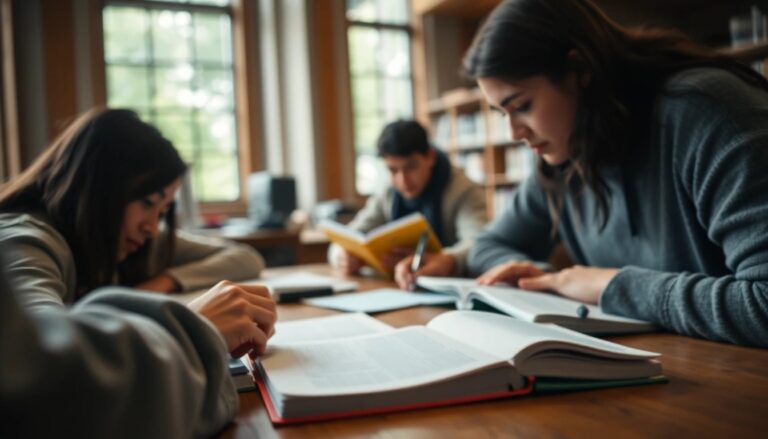 First Nations University of Canada students studying in library, natural window light
